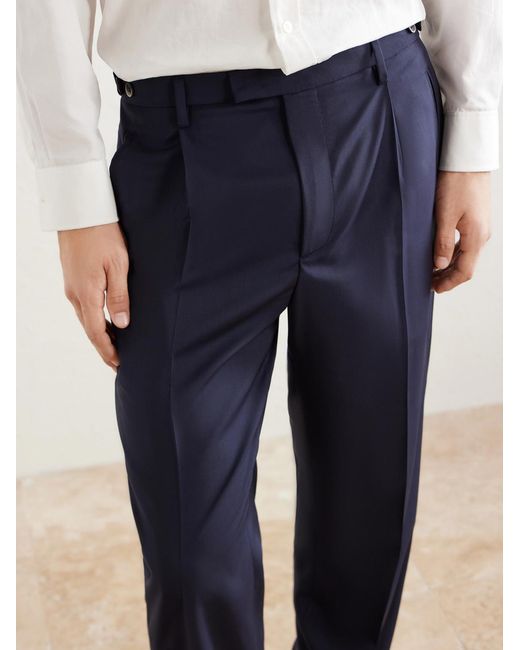 Barena Blue Straight-Leg Pleated Virgin Wool Suit Trousers for men