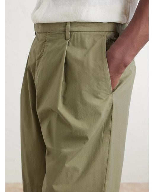 Boglioli Green Straight-Leg Pleated Cotton-Blend Poplin Shorts for men