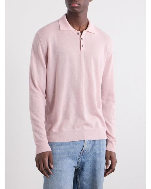 Slowear Pink Cashmere-Blend Polo Sweater for men