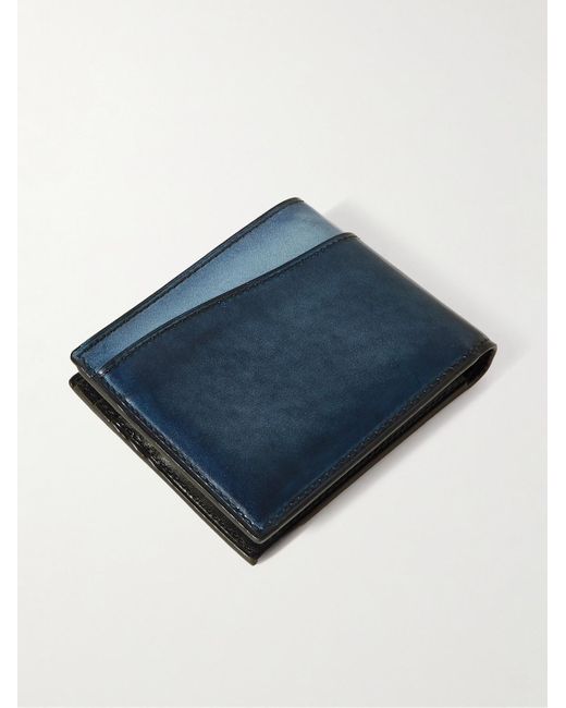 Berluti Blue Makore Neo Scritto Venezia Leather Bifold Wallet for men