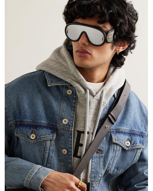 Paula's Ibiza Occhiali da sole oversize con montatura D-frame Wave Mask di Loewe in Black da Uomo