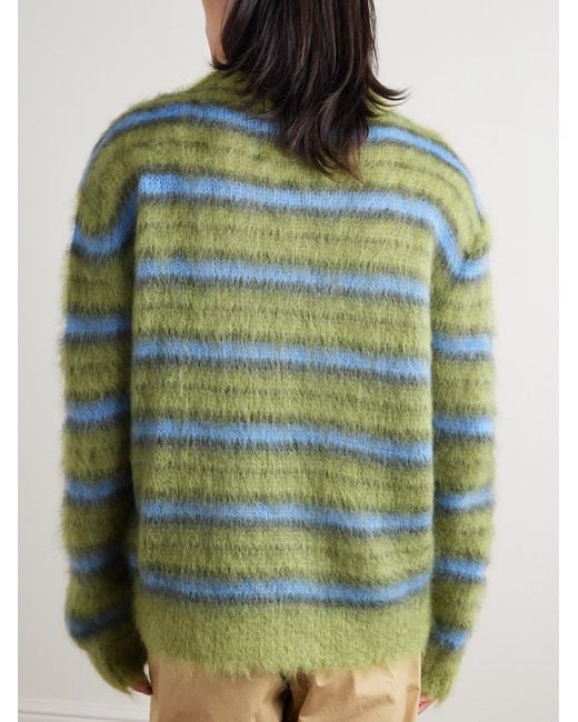 Marni Gestreifter Pullover aus einer Mohairmischung in Green für Herren