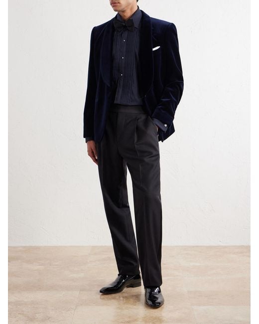 Thom Sweeney Blue Fly Wool And Silk-Blend Woven Shirt for men