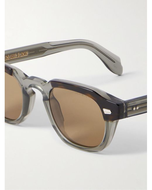 Cutler & Gross Natural Round-Frame Acetate And-Tone Sunglasses for men