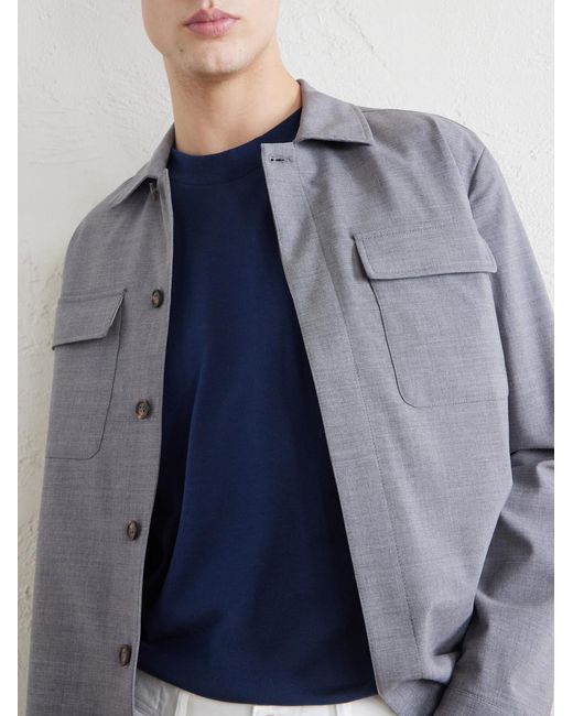 Eleventy Blue Cotton-Jersey T-Shirt for men