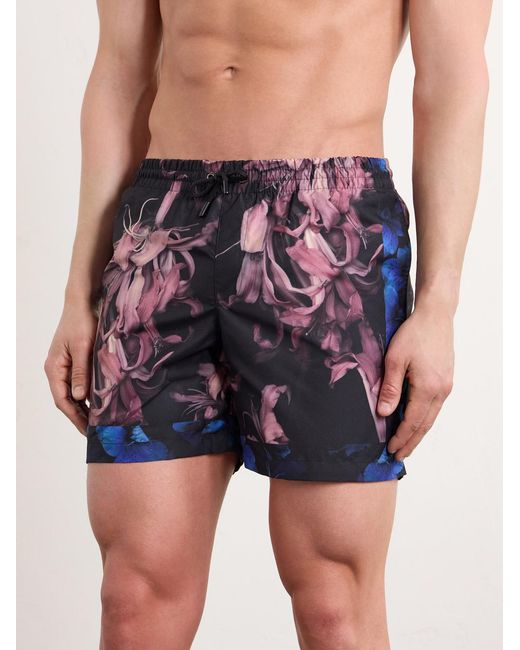 Dries Van Noten Blue Straight-Leg Mid-Length Printed Swim Shorts for men
