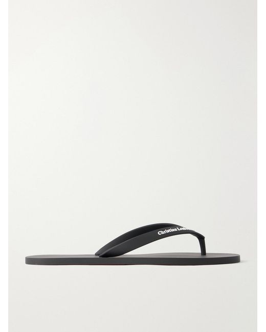 Christian Louboutin Black Logo-Embossed Rubber Flip Flops for men