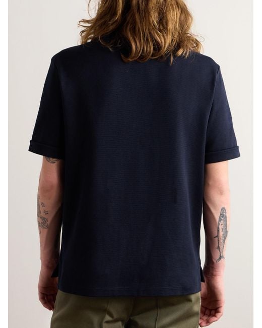 Gucci Gestreiftes Hemd aus Baumwoll-Piqué mit Logostickerei und Streifen in Blue für Herren