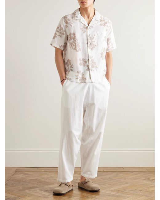 Onia Natural Air Convertible-collar Floral-print Linen And Lyocell-blend Shirt for men