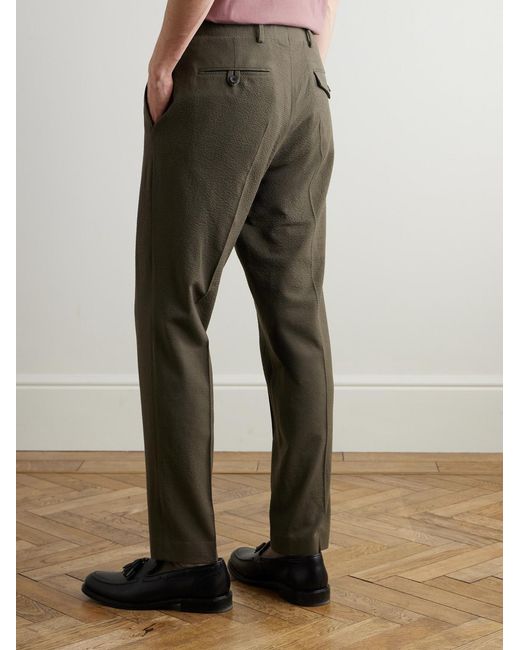 Mr P. Green Straight-Leg Wool-Blend Seersucker Trousers for men