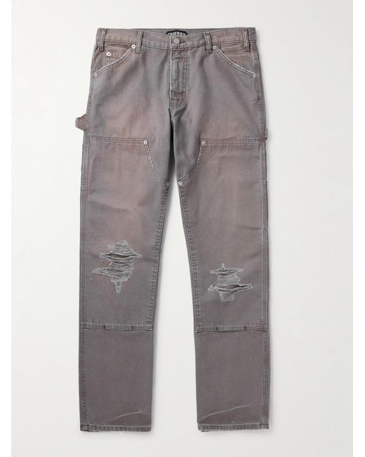 CHERRY LA Gray Straight-leg Distressed Jeans for men