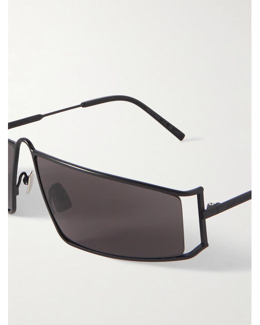 Saint Laurent Gray New Wave Rectangular-frame Metal Sunglasses for men