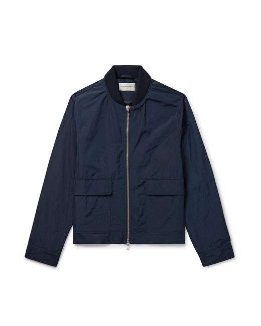Officine Generale Blue Nathane Shell Bomber Jacket for men