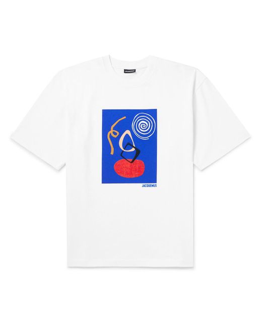Jacquemus Blue Cuadro Logo-print Embroidered Cotton-jersey T-shirt for men