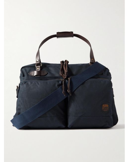 Filson Blue 48 Hour Leather-trimmed Waxed Cotton-canvas Duffle Bag for men