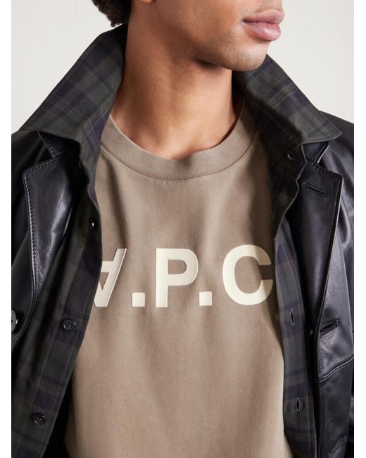 A.P.C. Gray Standard Grand Vpc Logo-Flocked Organic Cotton-Jersey T-Shirt for men