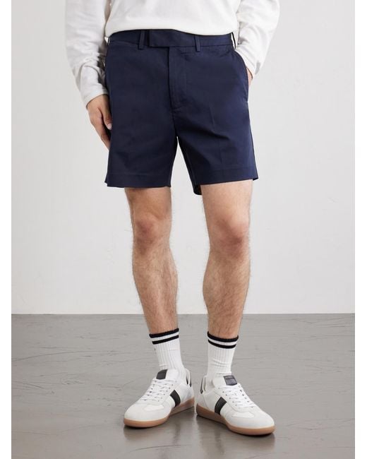 Tom Ford Blue Straight-leg Cotton-blend Twill Shorts for men