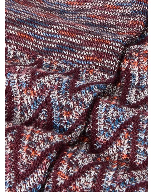 Missoni Purple Striped Crocheted Cotton-blend Socks for men
