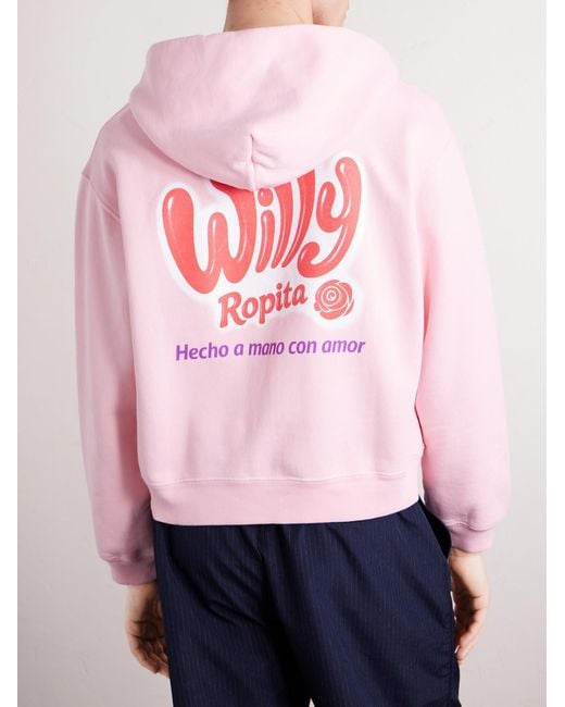Willy Chavarria Pink Willy Ropita Logo-print Cotton-jersey Zip-up Hoodie for men