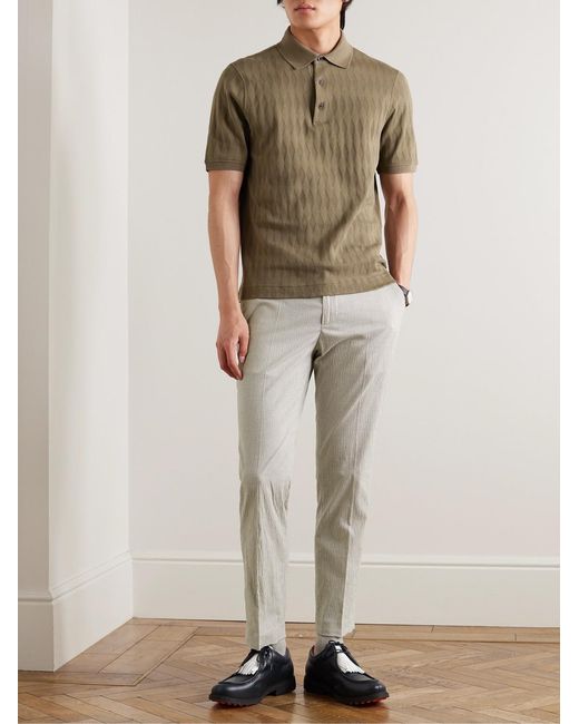 Mr P. Gray Golf Samuel Tapered Checked Cotton-blend Seersucker Trousers for men