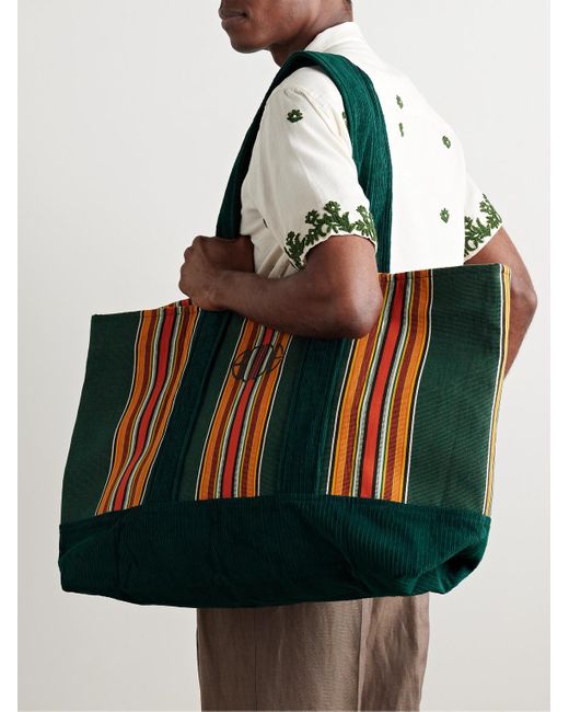 Bode Parakeet Tote aus Cord und Canvas mit Streifen und Logostickerei in Green für Herren