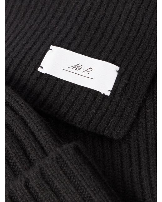 Ribbed Cashmere Beanie And Scarf Set di Mr P. in Black da Uomo
