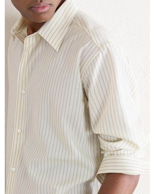 Auralee White Striped Wool-poplin Shirt for men