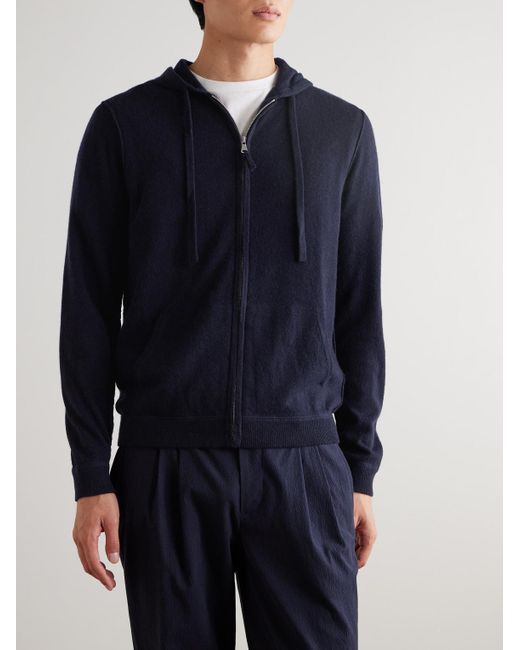 Allude Blue Virgin Wool And Cashmere-blend Zip-up Hoodie for men
