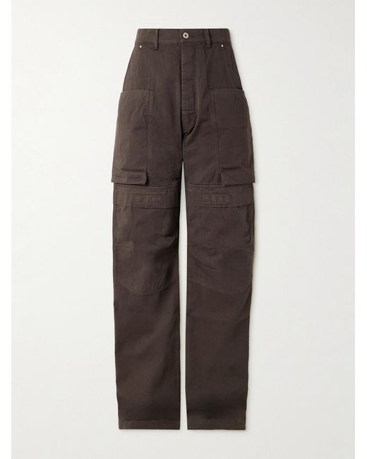 Rick Owens Brown Stefan Wide-Leg Cotton-Twill Cargo Trousers for men