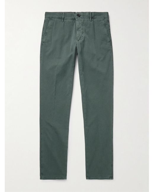 Slowear Green Slim-Fit Panama Stretch-Cotton Canvas Trousers for men