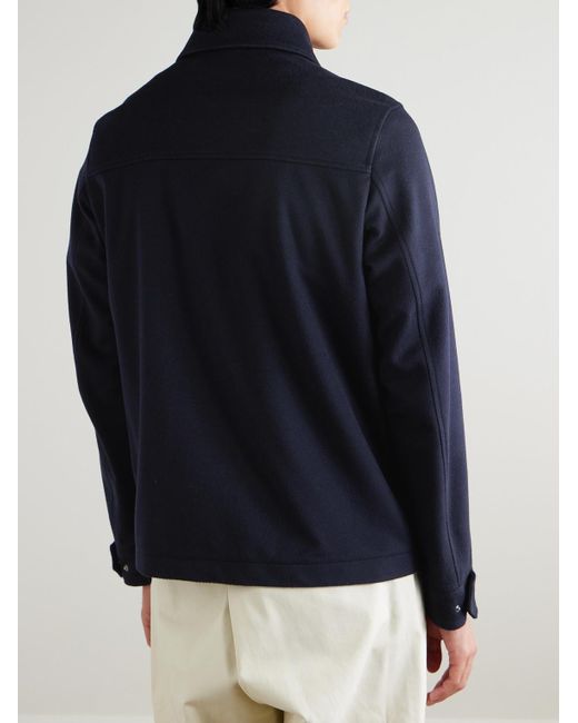 Herno Blue Wool And Cashmere-Blend Shirt Jacket for men