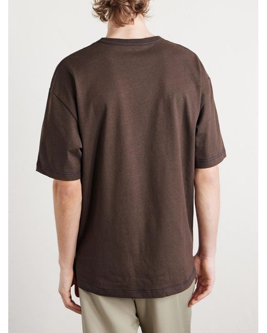 Lemaire Brown Cotton And Linen-Blend Jersey T-Shirt for men