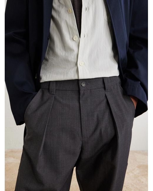 A.P.C. Gray Renato Wide-Leg Pleated Twill Trousers for men