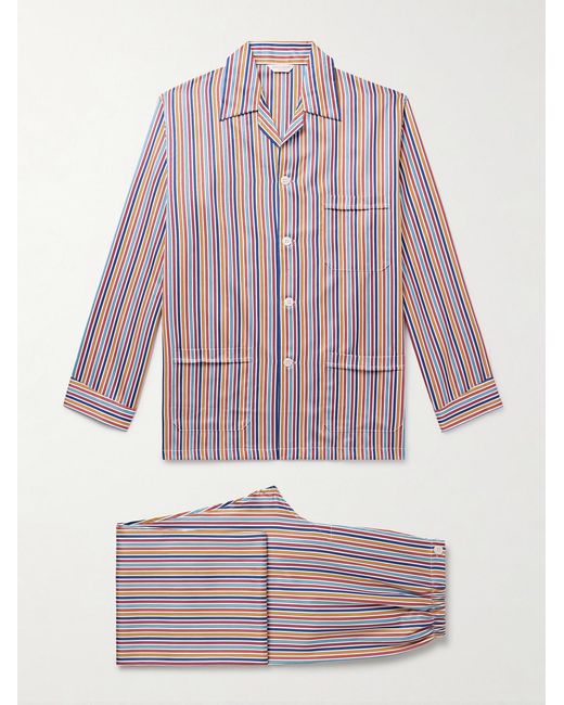 Derek Rose Purple Wellington Striped Cotton-Poplin Pyjama Set for men