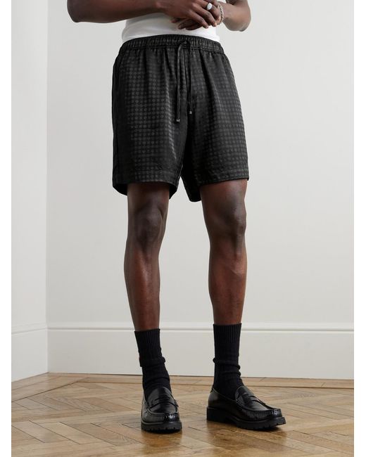 Amiri Black Straight-Leg Jacquard Drawstring Shorts for men