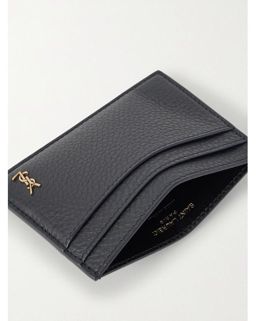 Saint Laurent Black Logo-appliquéd Full-grain Leather Cardholder for men