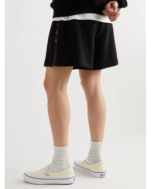 Adish Black Wide-leg Logo-embroidered Cotton-jersey Drawstring Shorts for men