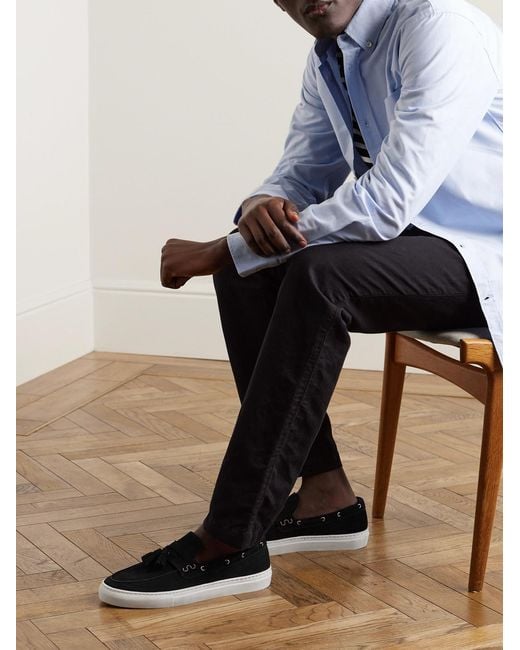 Frescobol Carioca White Monta Tasselled Suede Boat Shoes for men