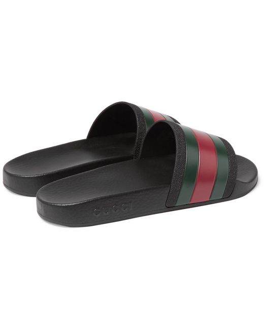 gucci striped rubber slides