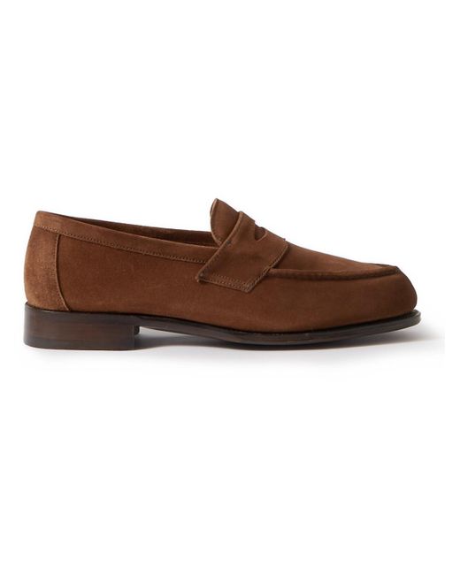 George Cleverley Brown Cannes Suede Penny Loafers for men