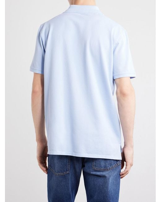 Givenchy Blue Logo-Appliqué Cotton-Piqué Polo Shirt for men