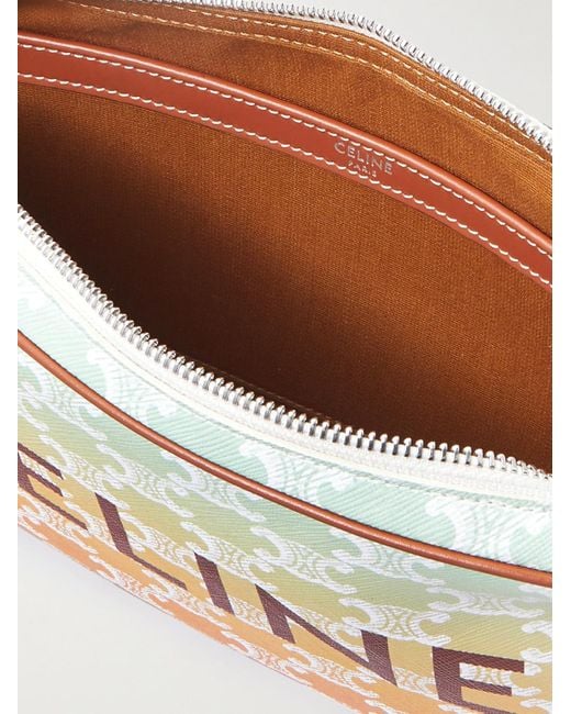 Céline Triomphe Umhängetasche aus beschichtetem Canvas mit Logoprint und Lederbesatz in Natural für Herren