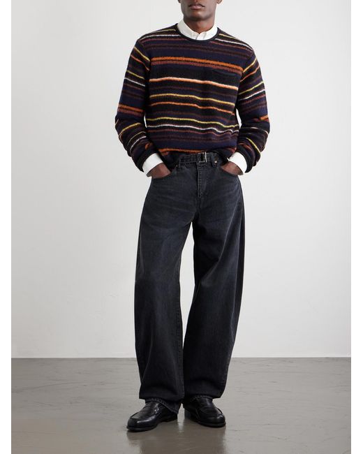Sacai Black Striped Wool-Blend Sweater for men