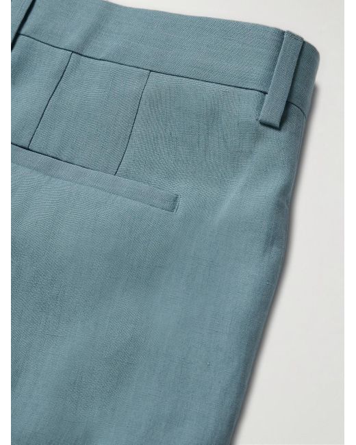 Paul Smith Blue Tapered Linen Suit Trousers for men