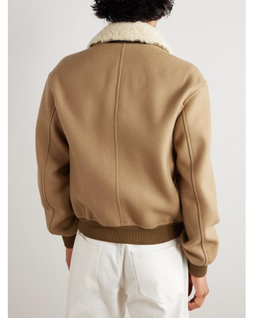 Tom Ford Natural Cropped Wool Jacket With Plush Shearling Collar for men