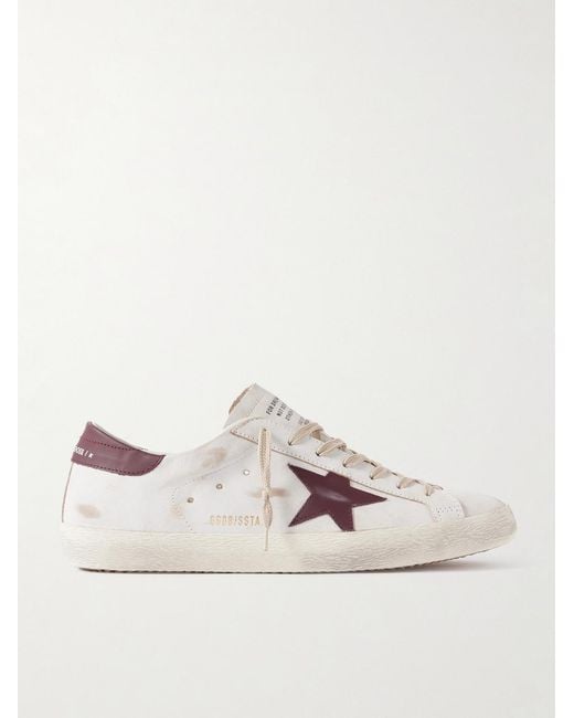 Golden Goose Deluxe Brand Natural Super-star Distressed Leather Sneakers for men