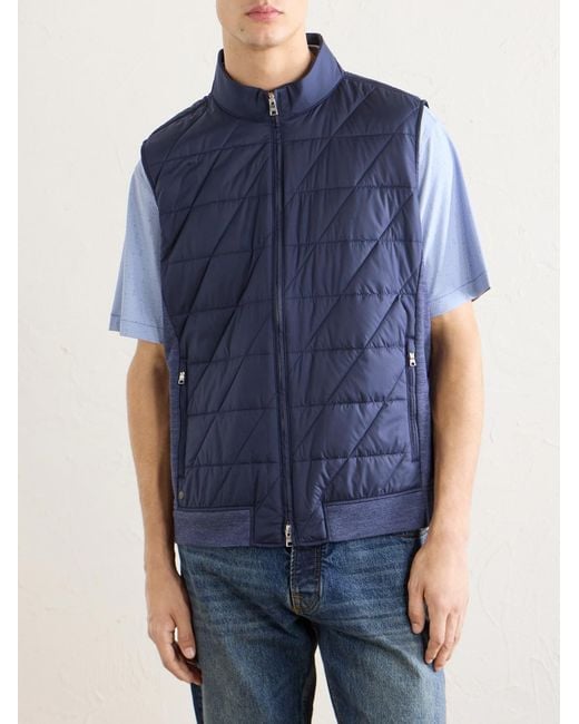 Peter Millar Blue Walker Quilted Shell Vest for men