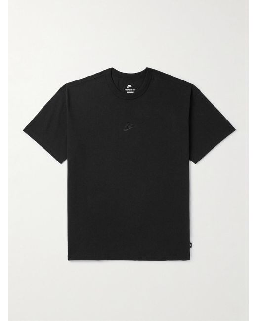 T-shirt in jersey di cotone con logo ricamato Sportswear Premium Essentials di Nike in Black da Uomo