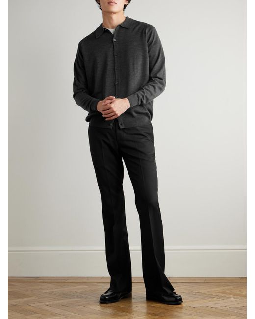 John Smedley Gray Tibor Merino Wool Cardigan for men