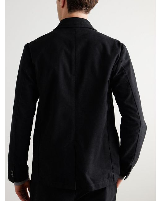 Mr P. Black Organic Cotton-Blend Moleskin Suit Jacket for men
